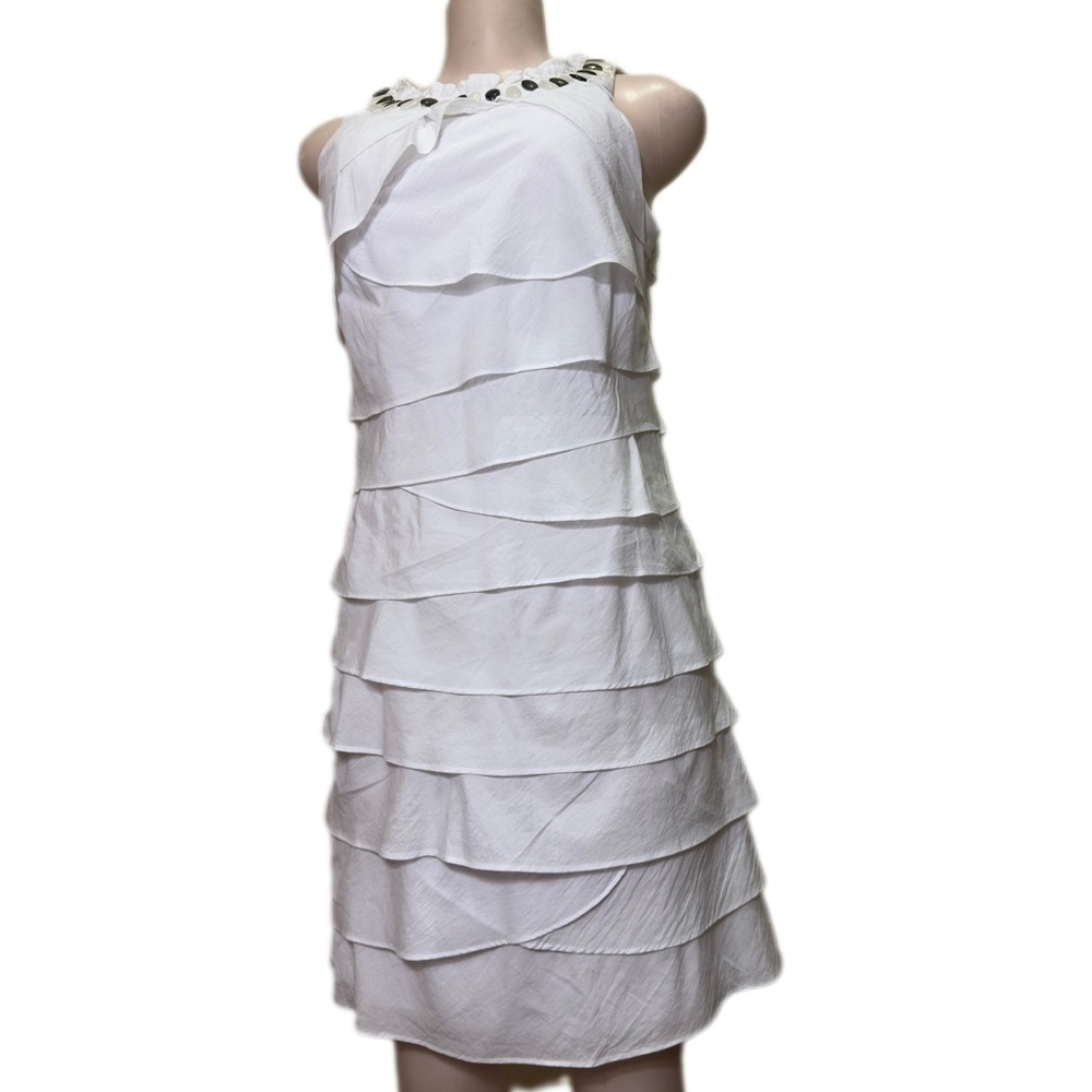 NWOT S.L.FASHIONS Elegant White Sleeveless Dress